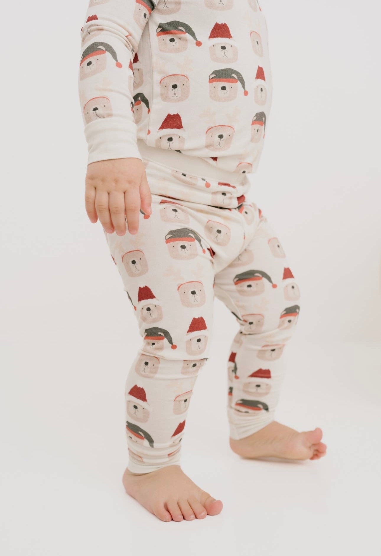 Santa Bear Bamboo Two Piece Pajama Set