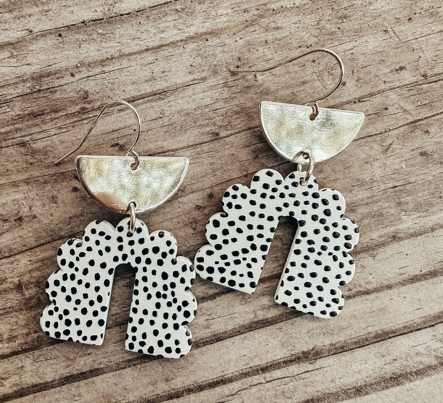 Gold and White Clay Earrings