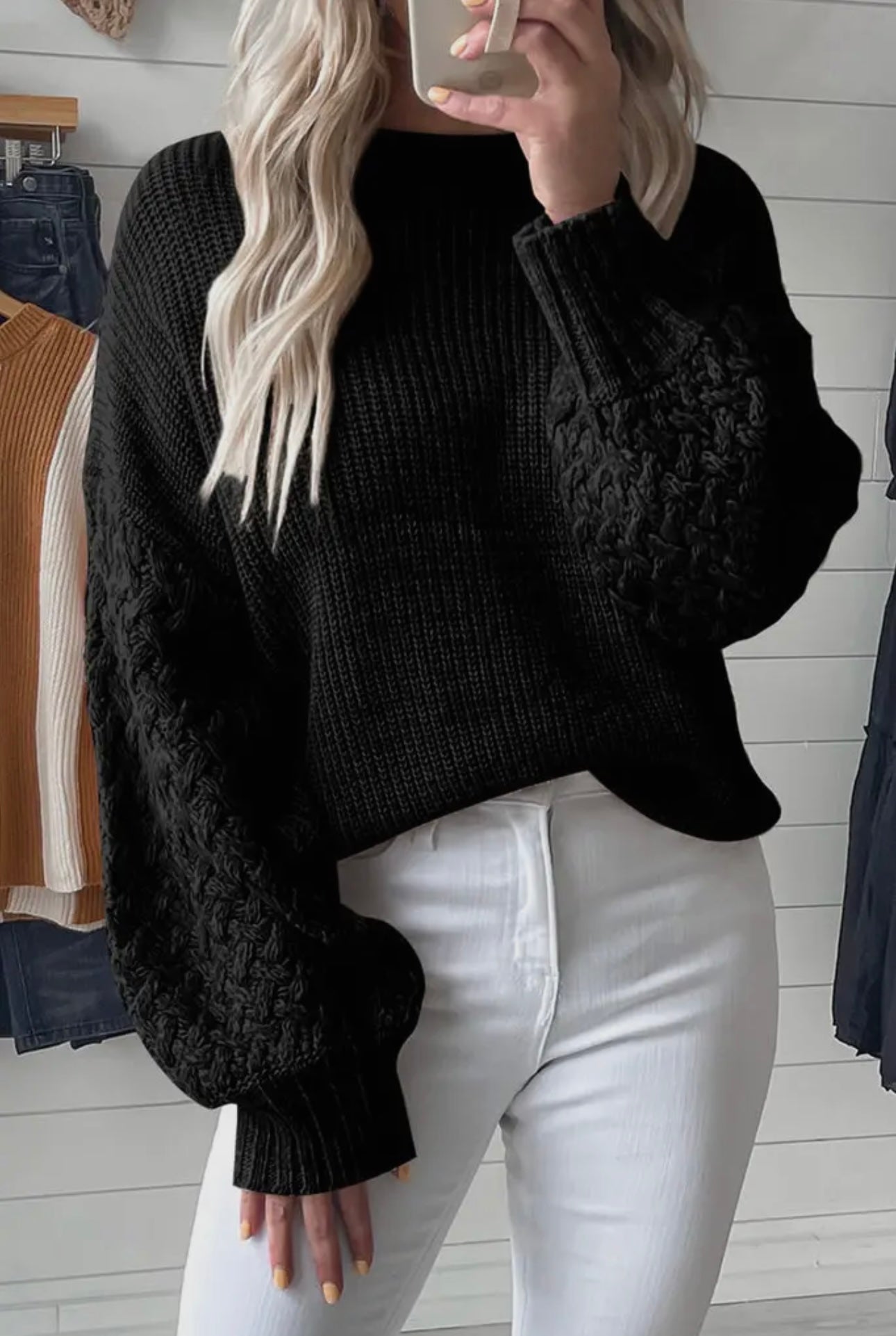 Charlotte Cable Knit Drop Shoulder Sweater