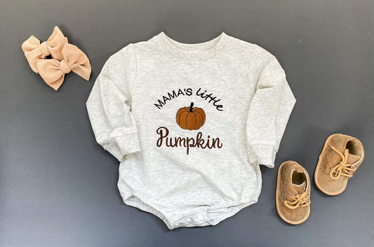 Embroidered Little Pumpkin Bubble Romper