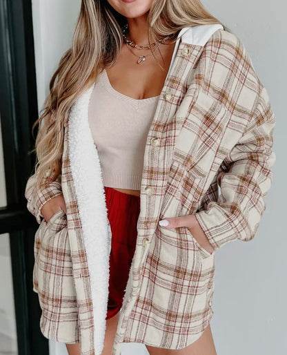 Plaid, Hooded, Sherpa Lined Shacket